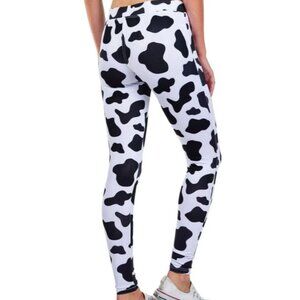 Tipsy Elves Leggings  Women's Size Large White Black Cow Print Halloween Pants